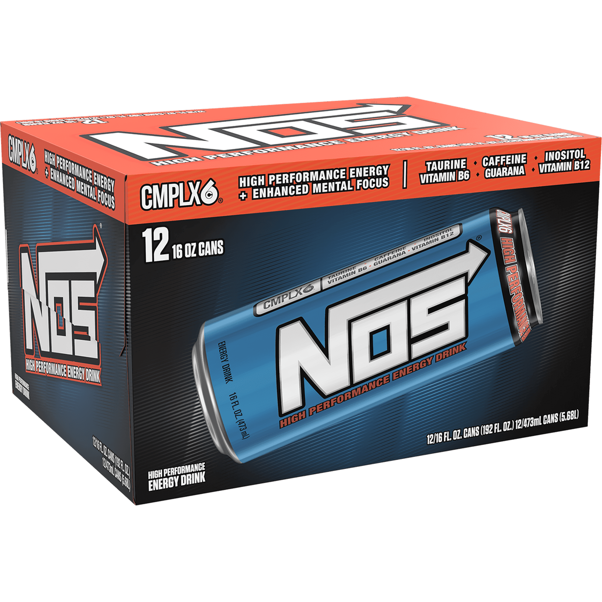 NOS High Performance Energy Drink, Original, 16 fl oz 12 Pack