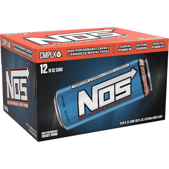 NOS High Performance Energy Drink, Original, 16 fl oz 12 Pack - Walmart.com