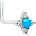 thumbnail image 1 of Body Candy 20 Gauge Nose Ring - 316L Stainless Steel L-Shape Nostril Stud Rhombus Star Synthetic Opal Piercing Jewelry for Women Men, 1 of 5