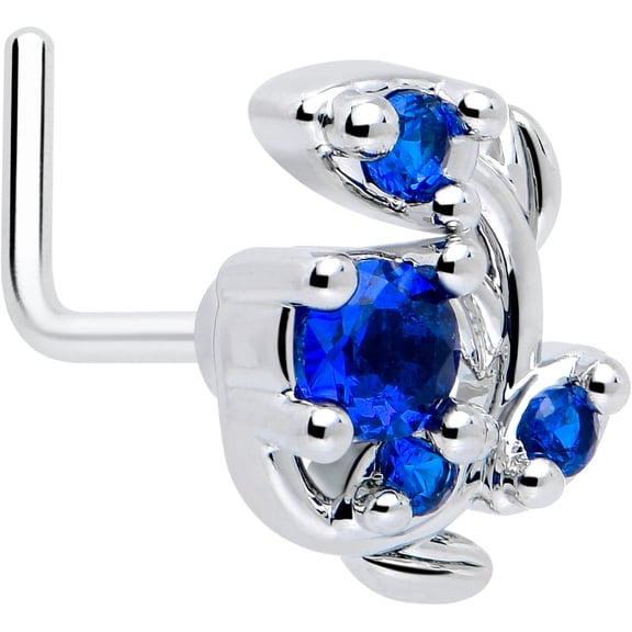 Body Candy 20 Gauge&nbsp;Nose Ring&nbsp;- 316L Stainless Steel&nbsp;L-Shape Nostril Stud&nbsp;Twining Vine Blue&nbsp;Piercing Jewelry&nbsp;for Women Men
