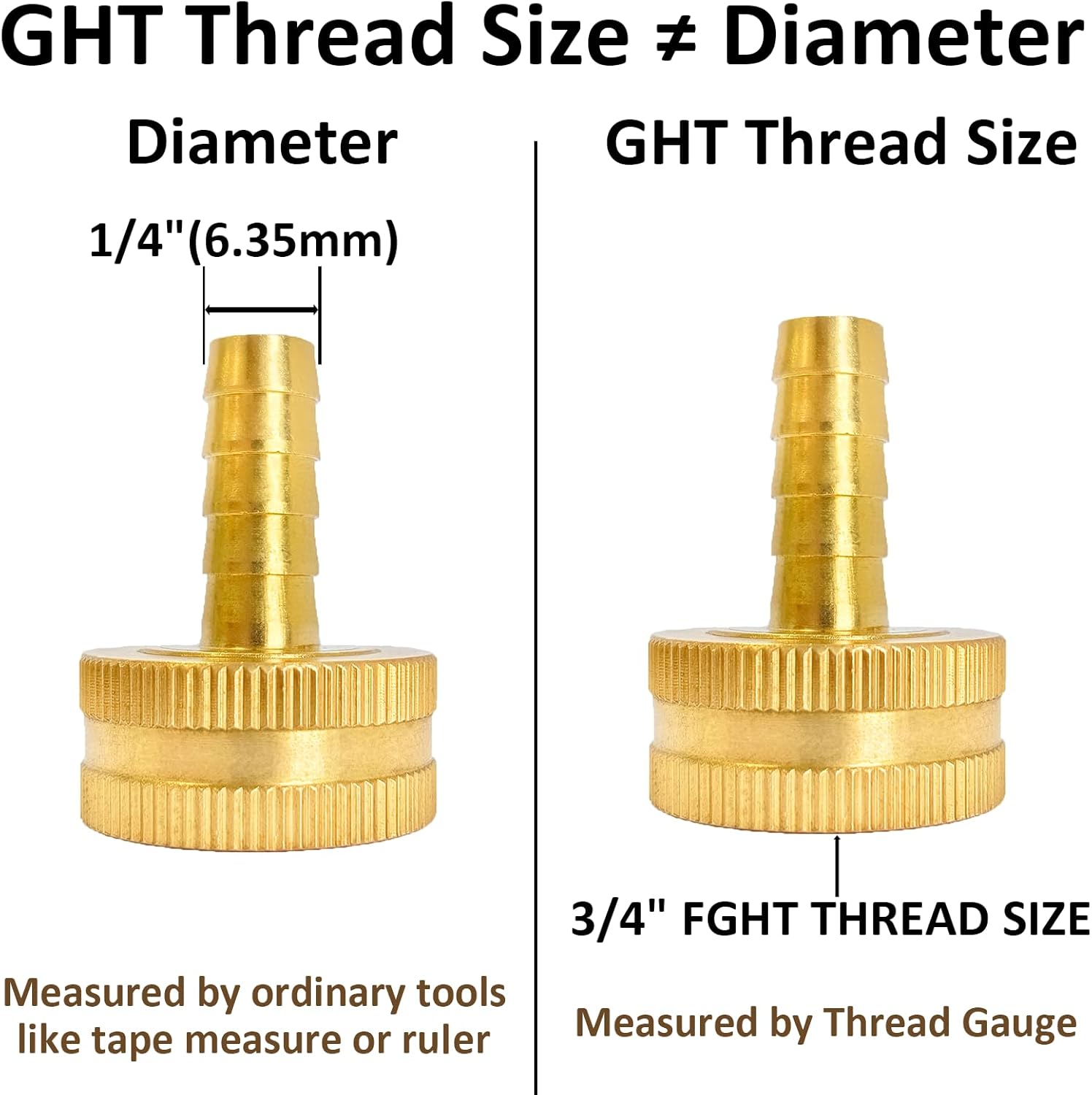 JoyTube 1/2 Barb X 3/4 GHT Brass Garden Hose Fittings – 2 Pack