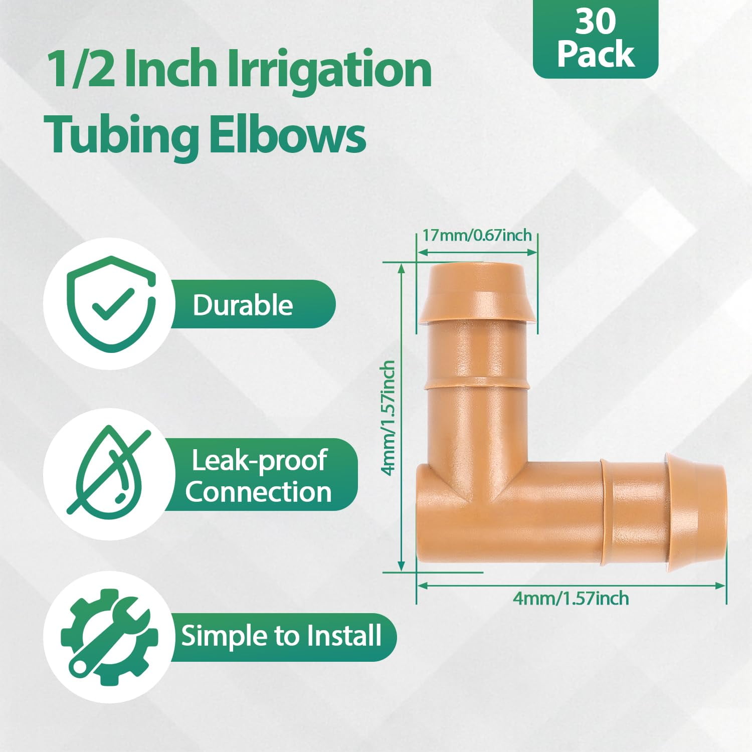 NOSGQ-30 Pcs 1/2 Inch Irrigation Tubing Elbow Fittings, 1/2" Drip ...