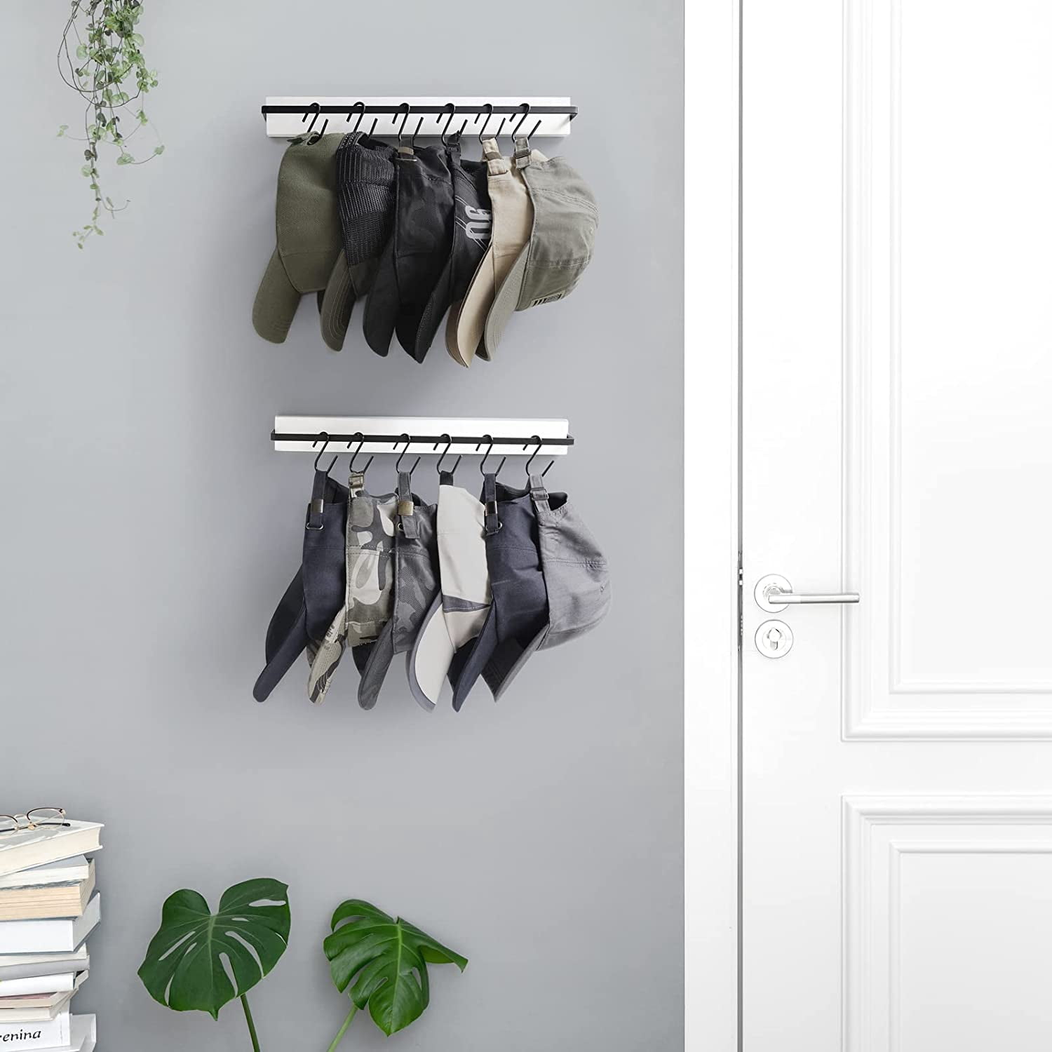 NOSGQ-Hat Rack for Wall Wooden Baseball Caps Organizer with 20 Hooks ...