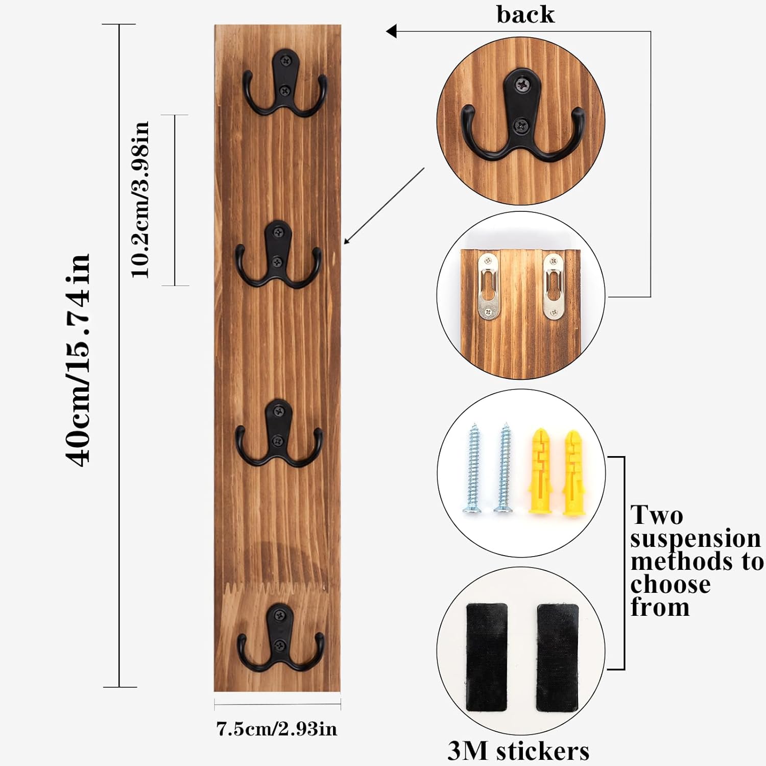 NOSGQ-Vertical Key Holder for Wall - Mounted Wooden Key Rack Organizer ...