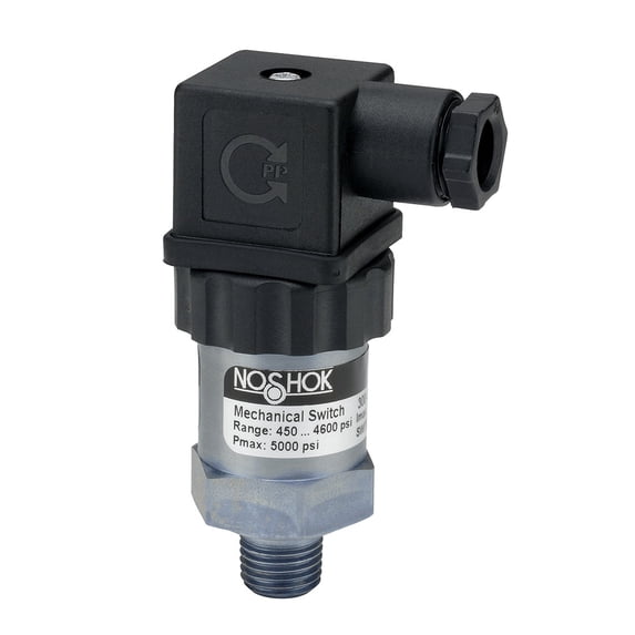 NOSHOK 300 Series Mechanical Compact Pressure Switch, 1 SPDT Switch, 1/4 NPT Male Conn, 300 psig to 2,900 psig (5,000 psig), Hirschmann