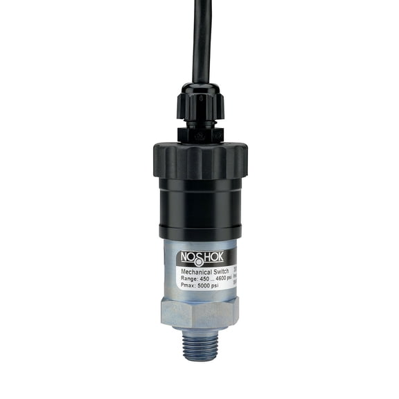 NOSHOK 300 Series Mechanical Compact Pressure Switch, 1 SPDT Switch, 1/4 NPT Male Conn, 300 psig to 3,600 psig (5,000 psig), 3 ft Integral Cable