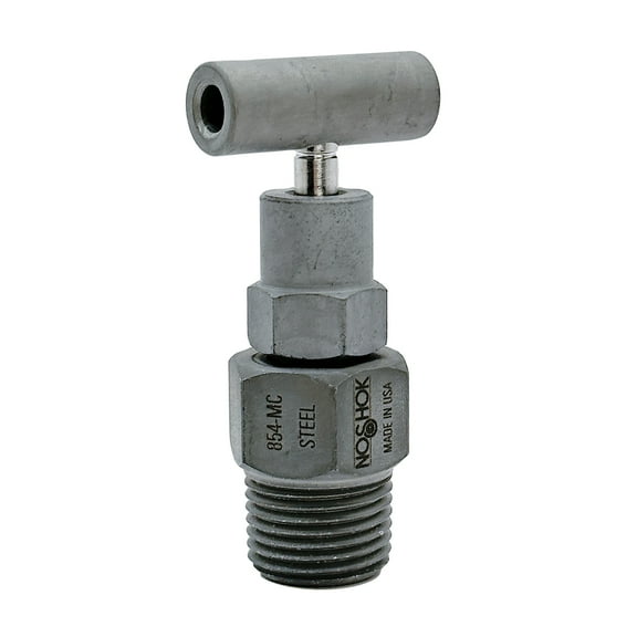 NOSHOK 854-MC Steel Bleed Valve, 1/2 inch NPT, 6000 PSI, Soft Tip with Acetal Stem