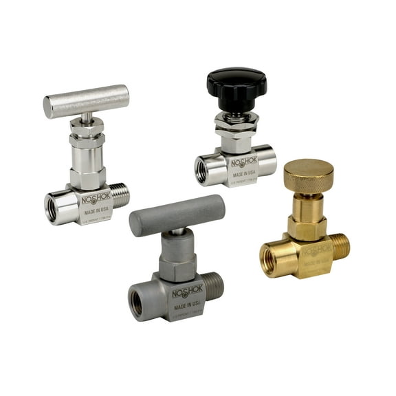 NOSHOK Mini Valve, Soft Tip, 1/4 NPT Male - 1/4 NPT Male, 316 SS, 0.172" Orifice, 1" Round Knurled Handle