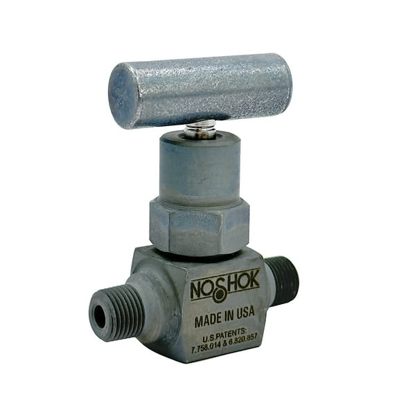 NOSHOK Mini Valve, Soft Tip, 1/4 NPT Male - 1/4 NPT Male, Steel, 0.172" Orifice