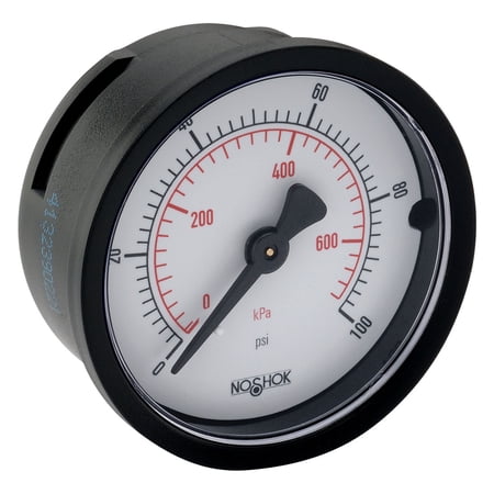 NOSHOK Pressure Gauge, 2" ABS Case, 200 psi/kPa, 1/4 NPT Back Conn