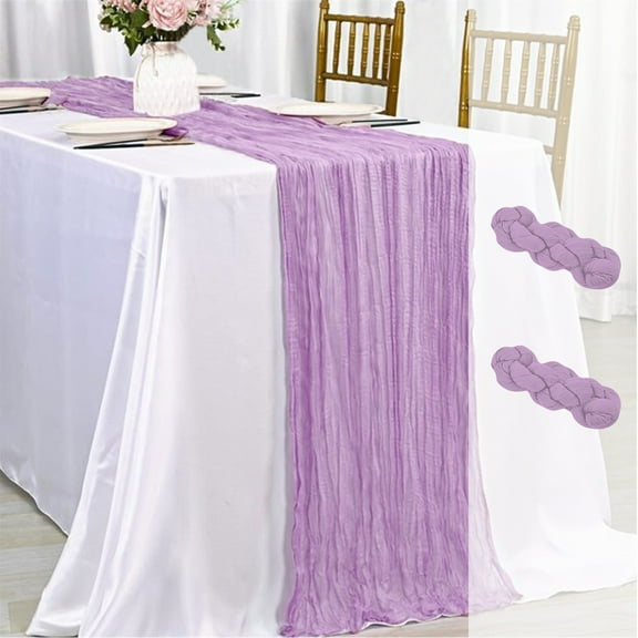 NOSTHEART 2 Pcs Cheesecloth Table Runner 10FT Boho Gauze Table Runner Rustic Sheer Runner 35.4x120inch Long for Wedding Baby Shower Valentines Birthday Holiday Party Home Decor(Mauve)