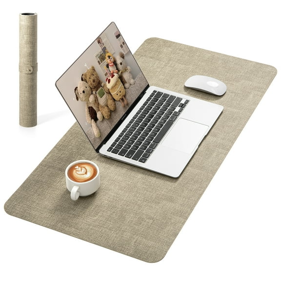 NOSTHEART Leather Desk Pad Protector ,Mouse Pad,Office Desk Mat, Non-Slip PU Leather Desk Blotter,Laptop Desk Pad,Waterproof Desk Writing Pad for Office and Home (31.5" x 15.7", Light Coffee & Black)