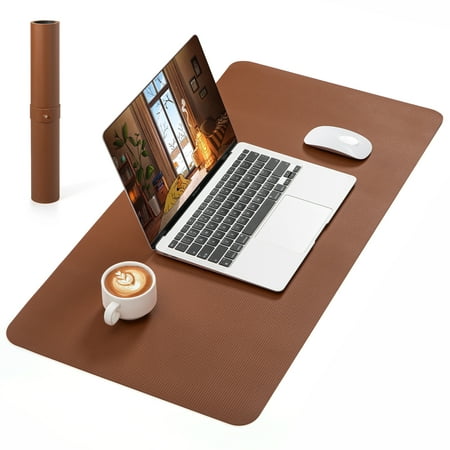 NOSTHEART Leather Desk Pad Protector ,Mouse Pad,Office Desk Mat, Non-Slip PU Leather Desk Blotter,Laptop Desk Pad,Waterproof Desk Writing Pad for Office and Home (31.5" x 15.7", Brown & Black)
