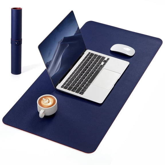 NOSTHEART Leather Desk Pad Protector ,Mouse Pad,Office Desk Mat, Non-Slip PU Leather Desk Blotter,Laptop Desk Pad,Waterproof Desk Writing Pad for Office and Home (39.4" x 17.1", Red & Blue)