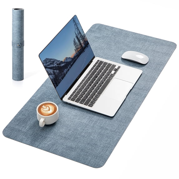 NOSTHEART Leather Desk Pad Protector ,Mouse Pad,Office Desk Mat, Non-Slip PU Leather Desk Blotter,Laptop Desk Pad,Waterproof Desk Writing Pad for Office and Home (23.6" x 13.2", Blue & Gray)