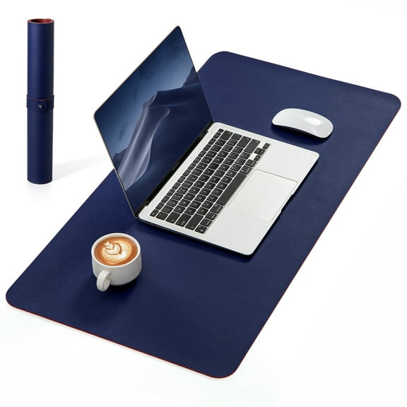 NOSTHEART Leather Desk Pad Protector ,Mouse Pad,Office Desk Mat, Non-Slip PU Leather Desk Blotter,Laptop Desk Pad,Waterproof Desk Writing Pad for Office and Home (23.6" x 13.2", Red & Blue)