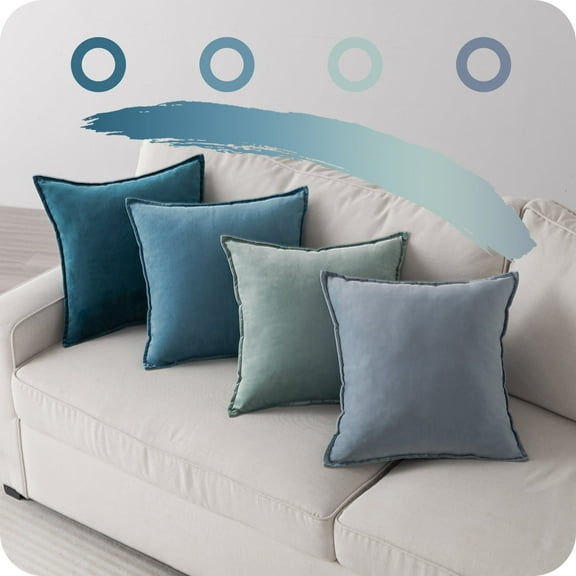 NOSTHEART Throw Pillow Covers 16" x 16", Blue Velvet Colour Gradient Decorative Cushion Cover Set of 4, Multicolor Pillowcase, Soft Velvet Pillowcase for Bed Sofa Bedroom Home Decor