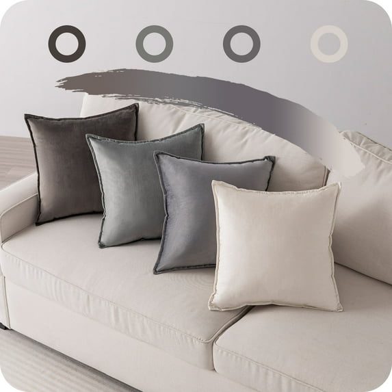 NOSTHEART Throw Pillow Covers 16" x 16", Gray,Velvet Colour Gradient Decorative Cushion Cover Set of 4, Multicolor Pillowcase, Soft Velvet Pillowcase for Bed Sofa Bedroom Home Decor