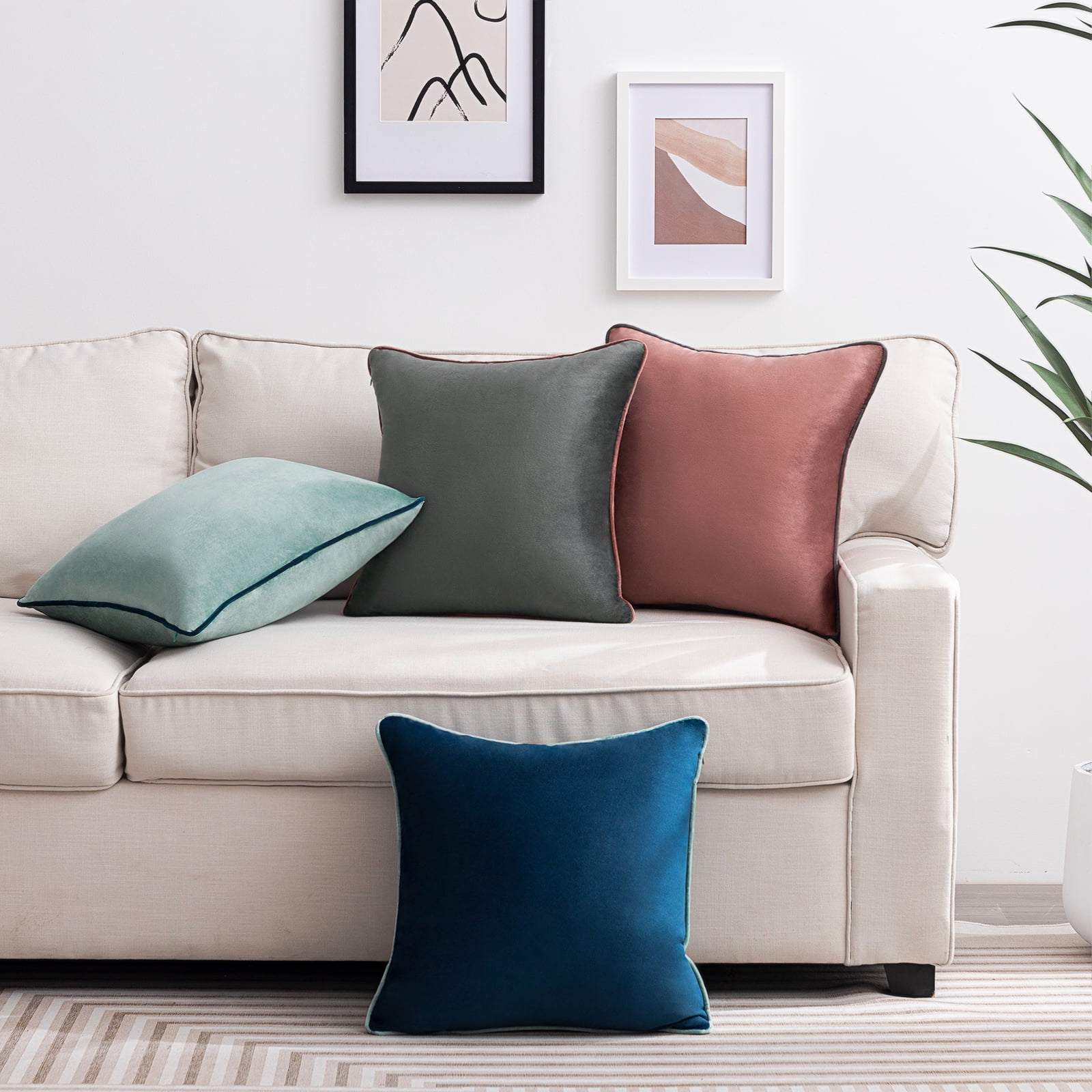 NOSTHEART Throw Pillow Covers 16" x 16" Set of 4 Decorative Pillowcases