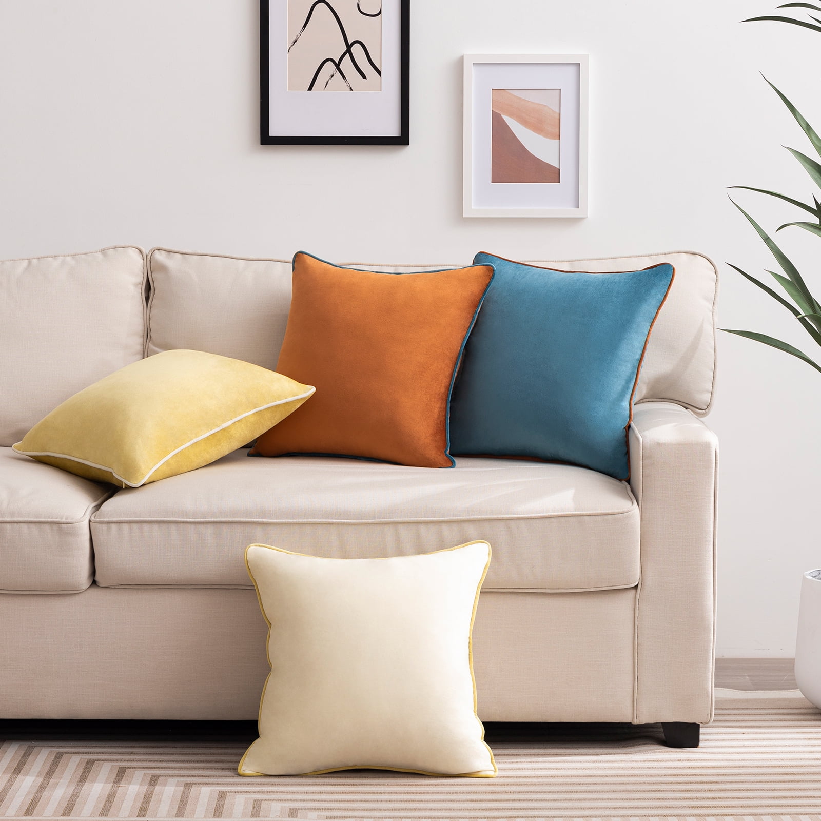 NOSTHEART Throw Pillow Covers 16" x 16" Set of 4 Decorative Pillowcases Soft Velvet Cushion