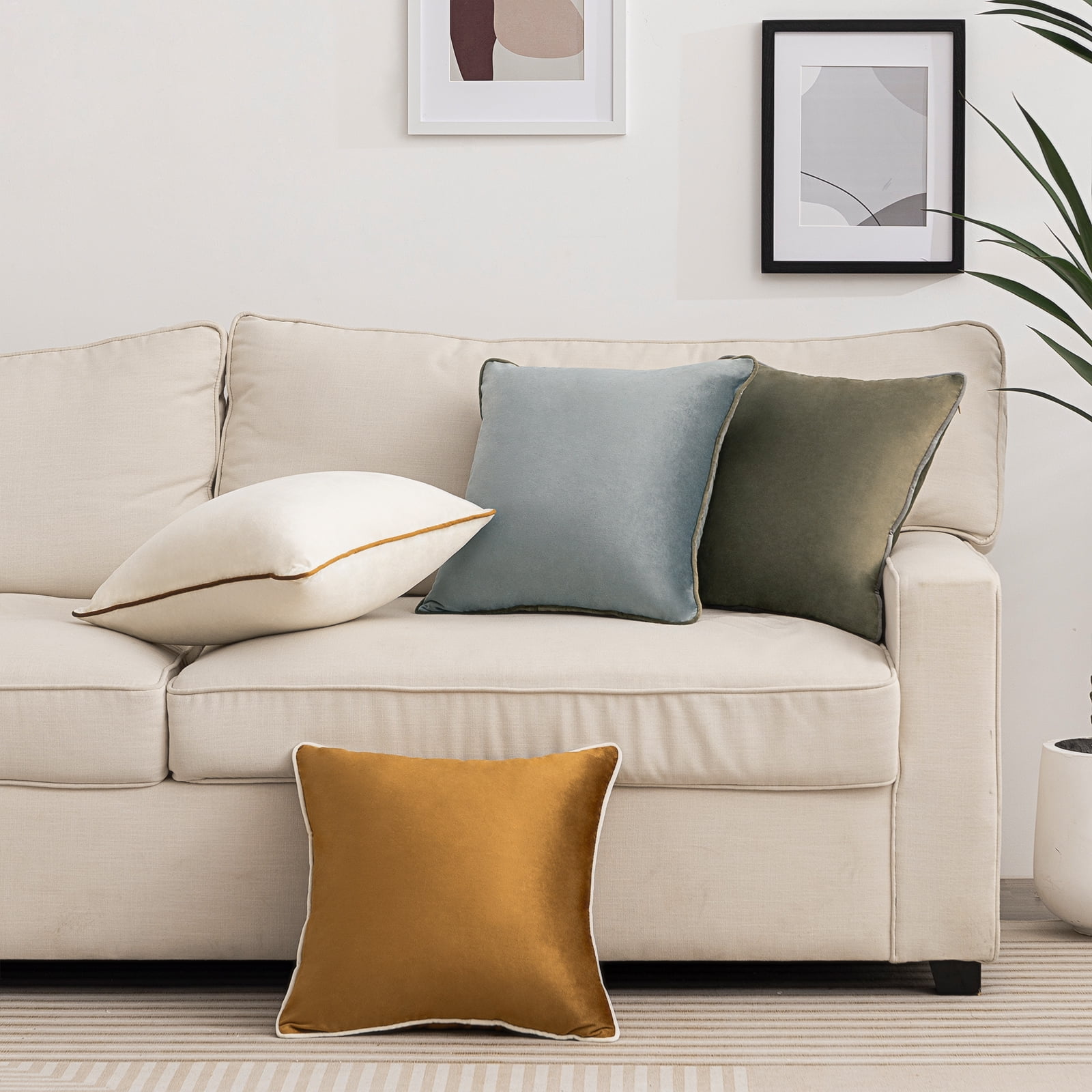 NOSTHEART Velvet Throw Pillow Covers 18" x 18" Set of 4 Decorative