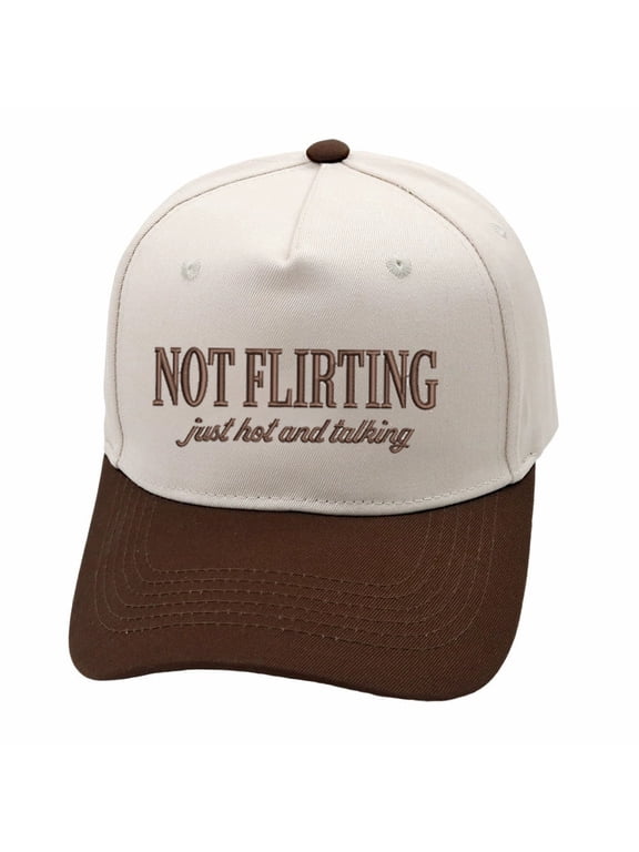 NOT FLIRTING JUST HOT AND TALKING Embroidered Patchwork Trucker Cap | Adjustable Unisex Snapback, Self-Assured Essential