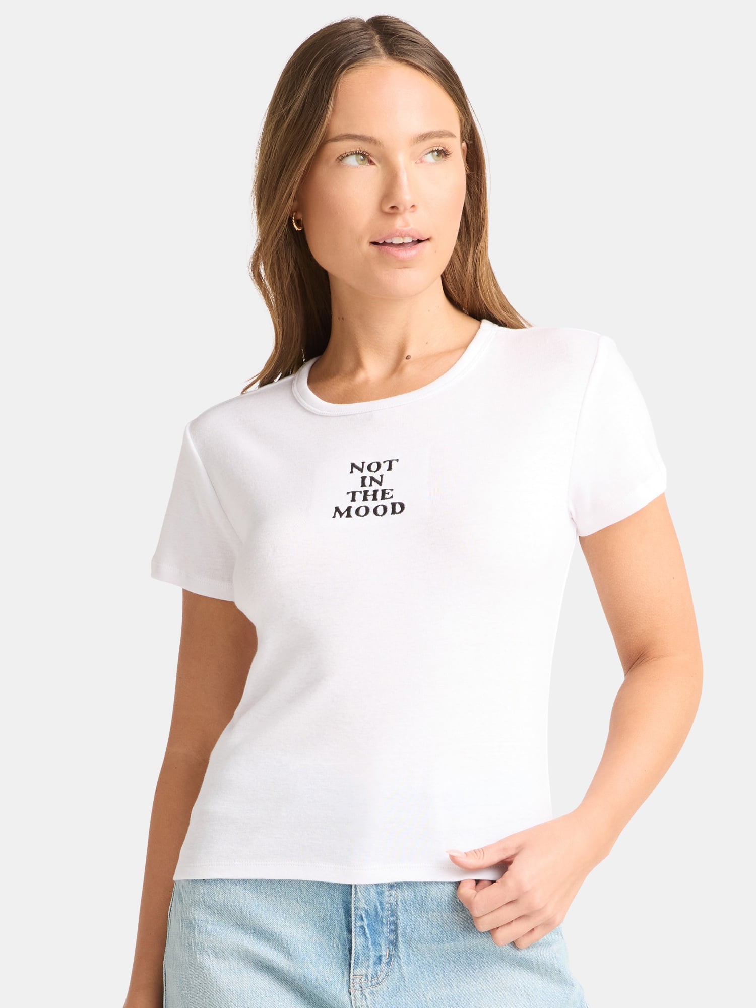 Cactus and Pearl Women's Not In The Mood Graphic Tee with Short Sleeves, Sizes XXS-XXL