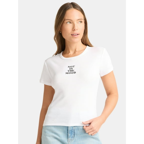 Cactus and Pearl Women's Not In The Mood Graphic Tee with Short Sleeves, Sizes XXS-XXL