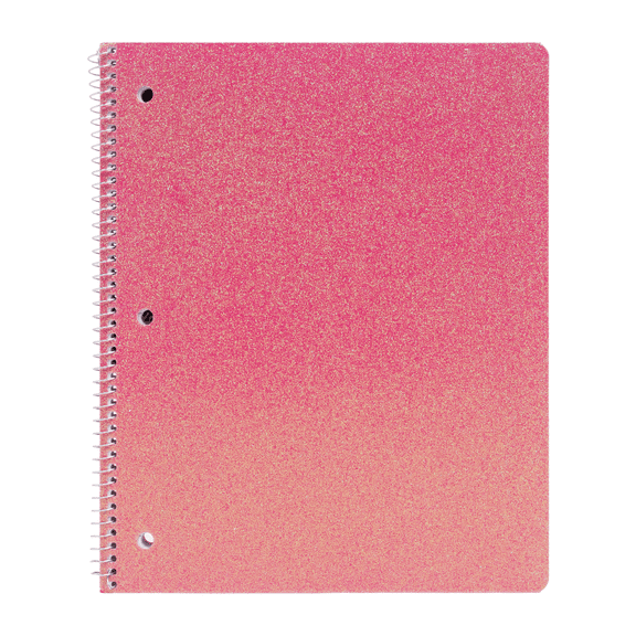 Ecokind Glitter Notebook, 80 Sheets, Wide Ruled, Pink Ombre