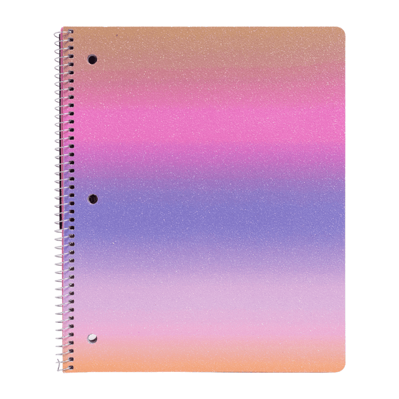 Ecokind Glitter Notebook, 80 Sheets, Wide Ruled, Pastel Rainbow Ombre