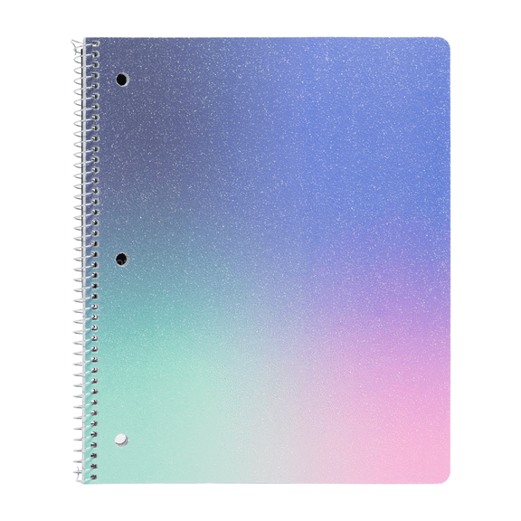 Ecokind Glitter Notebook, 80 Sheets, Wide Ruled, Cool Tone Ombre