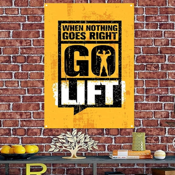 WHEN NOTHING GOES RIGHT GO LIFT - Inspirational Wall Art Poster - Motivational quotes Banners & Flags Suitable for Exercise Fitness Science Work and Gym Room Decor 38" x 57"