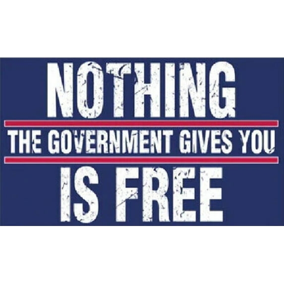 NOTHING THE GOVERNMENT GIVES YOU IS FREE BLUE Vinyl Decal Bumper Sticker