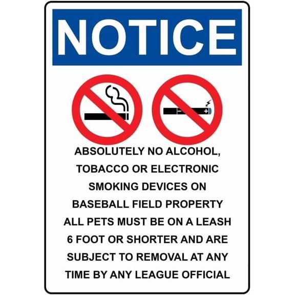 NOTICE Absolutely No Alcohol With Symbol Metal Tin Sign 8x12 Inch Caution Plaque Signage Marker for School Campus Park Community Building Public Venue Workplace Business Outdoor Indoor Wall Decor