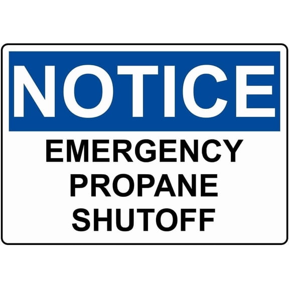 NOTICE Emergency Propane Shutoff Sign 8x12 Inch Metal Sign Safety, Warning, or Notice Wall Decor
