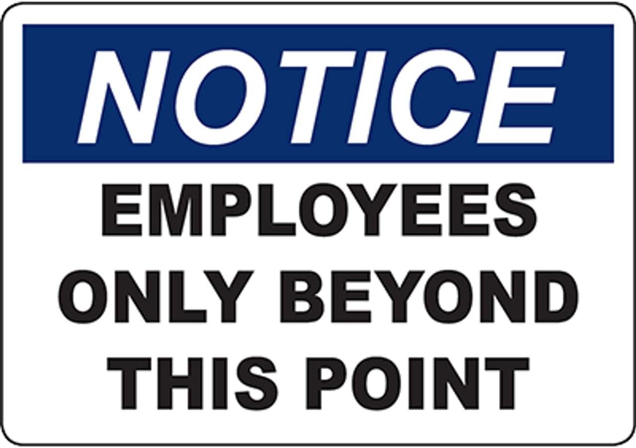 NOTICE Employees Only Beyond This Point Sign Safety Signs Admittance - Staff Only Beyond This Point Sign