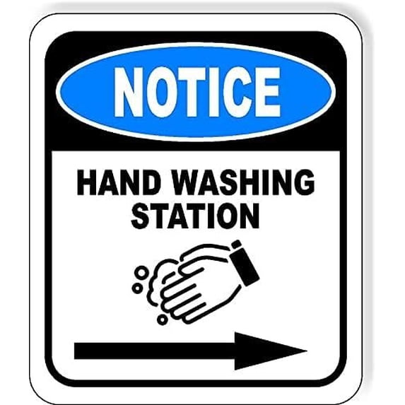 NOTICE Hand Wash Station Right Aluminum Composite Outdoor Sign 15" x 18 ...