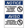 NOTICE No Firearms Allowed On This Property Bilingual Sign Safety Signs