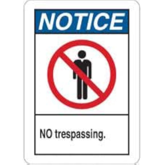 NOTICE - No Trespassing. Sign - Security and Admittance Sign - Restricted Access Sign, No.6808 Safety Sign, 8 X 12 Inch Metal Tin Sign