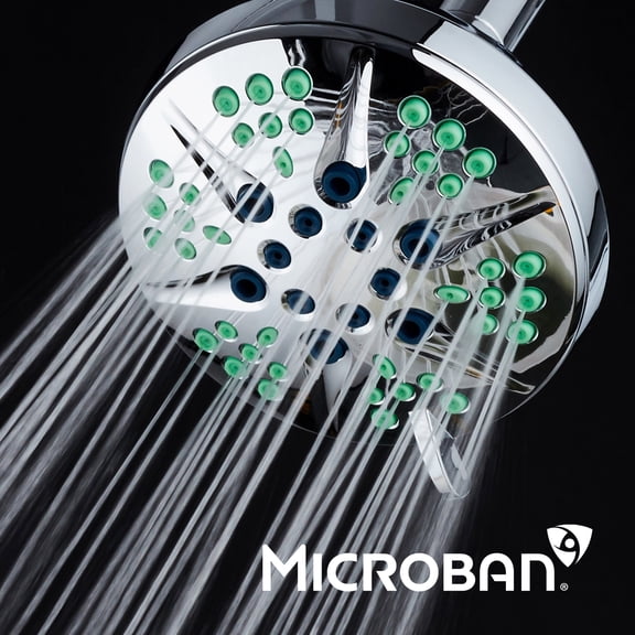NOTILUS Antimicrobial Luxury Spa Shower Head - 6 settings With Anti-Clog Nozzles