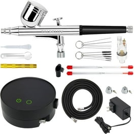 HITIK Airbrush Kit with Compressor,8 Paints, 3 Airbrush Guns, Dual Action