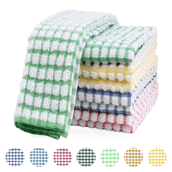 NOTIVIBE 8 Pack Cotton Kitchen Dish Cloths, 12 x 12 Inches Absorbent Cleaning Cloths, Soft Non-Scratch Dishwashing Towels, Reusable Quick Dry Dish Rags for Kitchen, Multi-Color