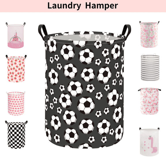 NOTIVIBE Collapsible Laundry Hamper Basket, Waterproof Fabric Storage Basket Gift Bag with Handles, Large Capacity Clothes Organizer for Bedroom, Nursery, Bathroom, Kids Room,Football