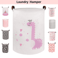 thumbnail image 1 of NOTIVIBE Collapsible Laundry Hamper Basket, Waterproof Fabric Storage Basket Gift Bag with Handles, Large Capacity Clothes Organizer for Bedroom, Nursery, Bathroom, Kids Room,Pink dinosaur, 1 of 6