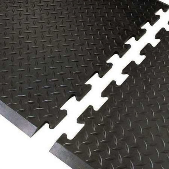 NOTRAX 545E2831BL Black Interlocking Antifatigue Mat 28" W x 31" L, 1/2", Rubber