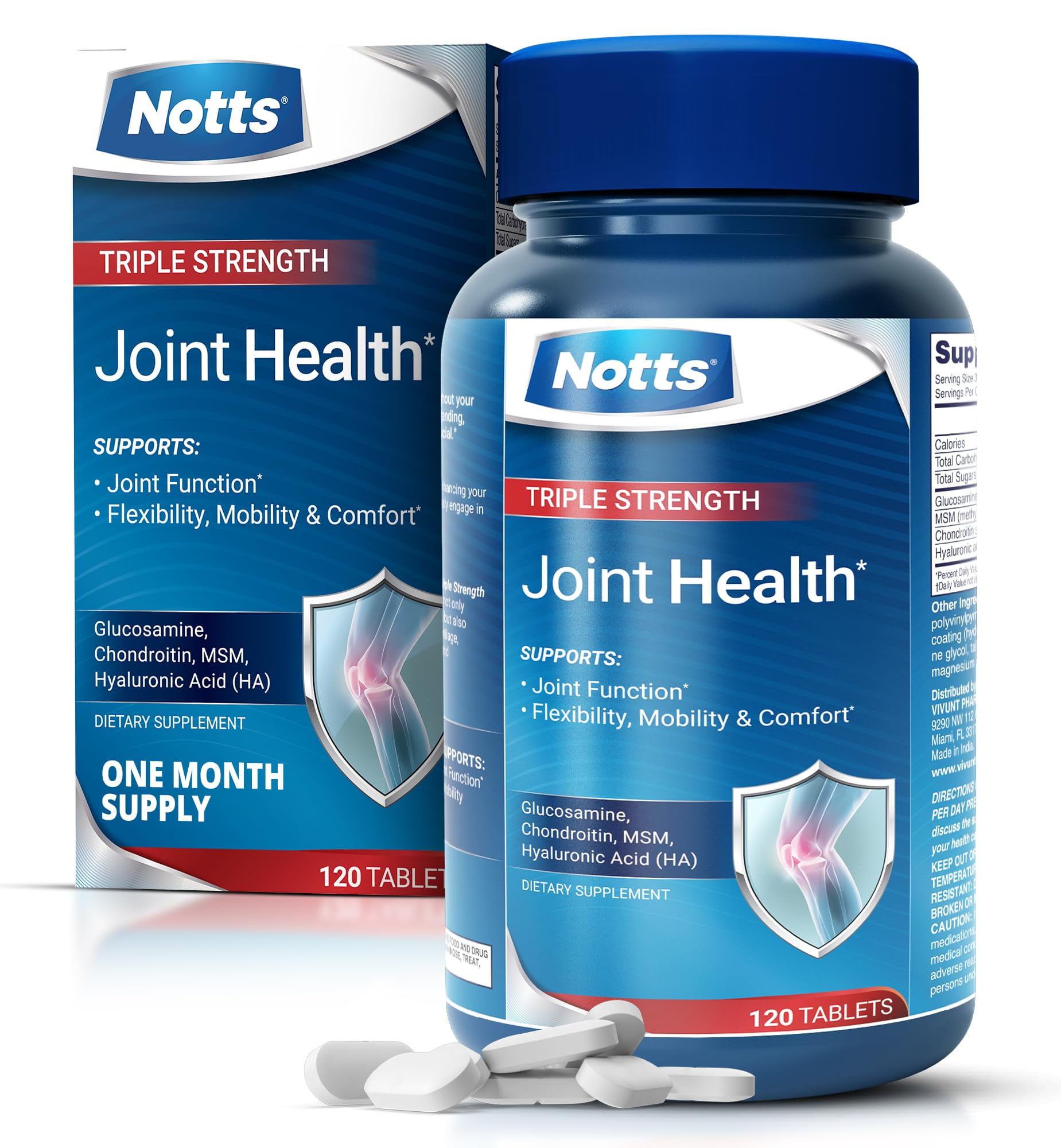 NOTTS Joint Health Supplement with Glucosamine and Chondroitin , 120 Tablets