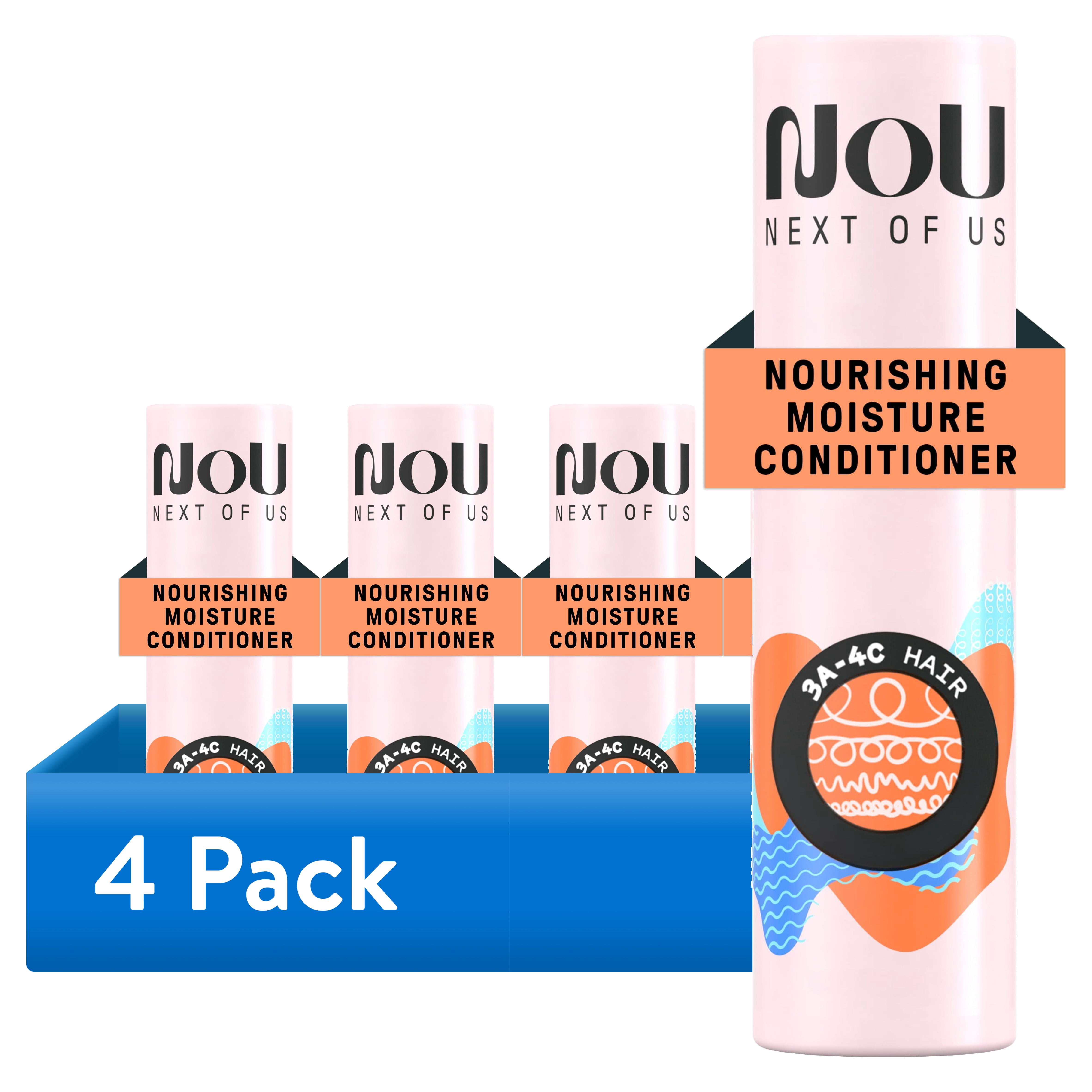 (4 pack) NOU No Strip Sulfate Free Shampoo, for Kinky, Curly & Coily Hair, 10.1 fl oz