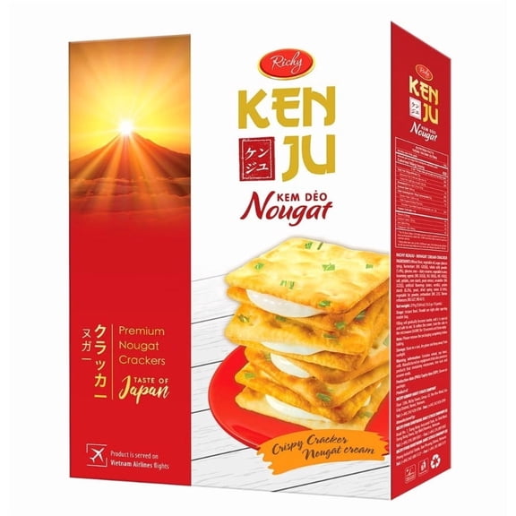 Richy Nougat Cream Cracker Box, Soft Milk Cream, Individually Wraped, 9.84Oz