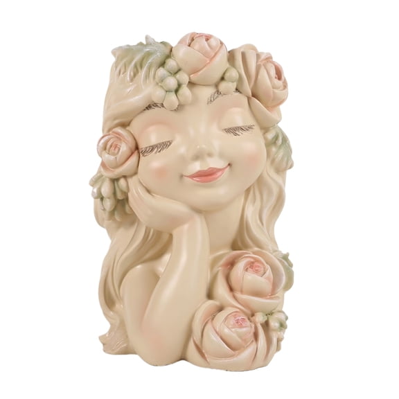 NOUGFVZP 4.1" Garden Fairy Head Planter, Resin Flower Pot, Succulent Planter Holder, Tall Face Planters Pots, Phrenology Head Bust, Unique Planter Pot Sculpture, Elegant Home & Patio Decor