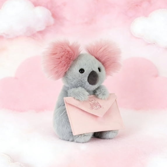 NOUGFVZP Adorable Koala Stuffed Animals with Pink Envelope - 7.48 inch Cuddly Koala Plush Toys for Kids, Cute Plushie Gift for Girls & Boys, Perfect for Valentine's Day Presents